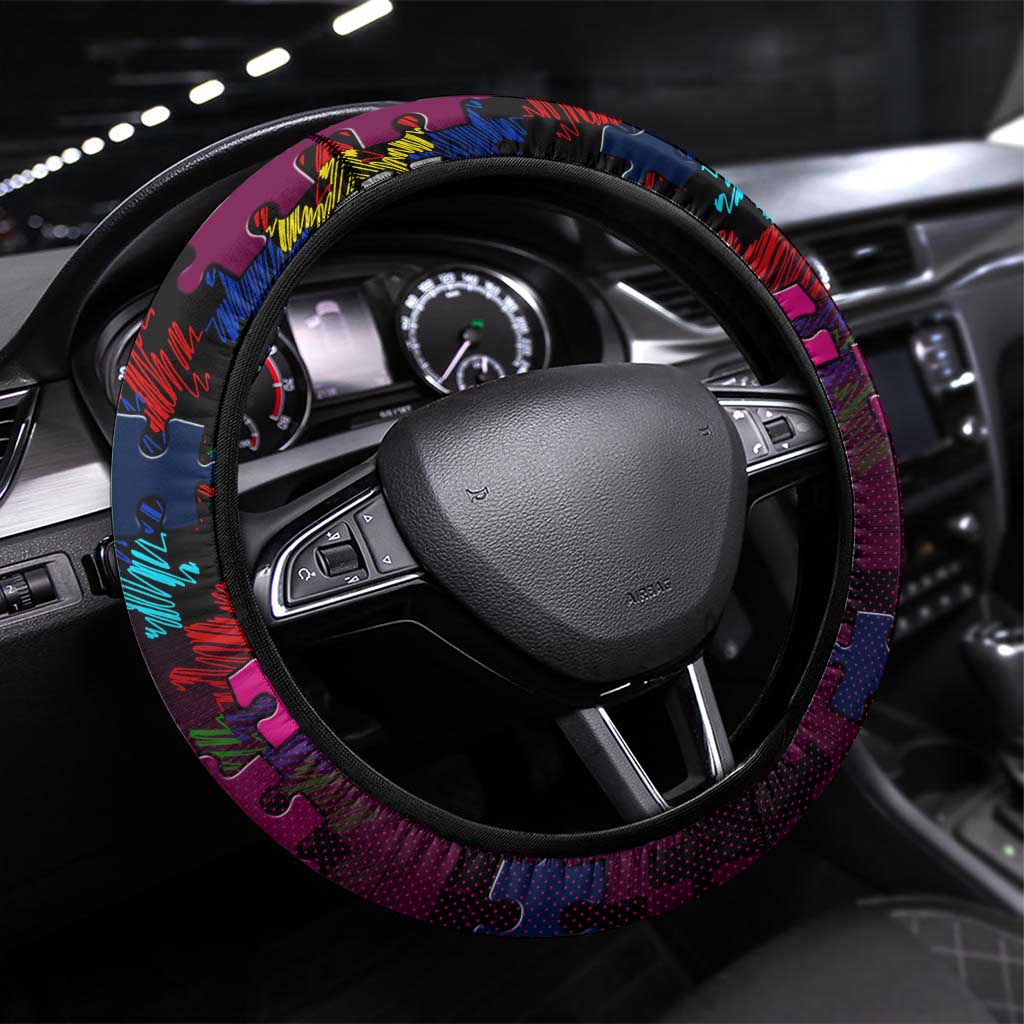 Sea Eagles Autism Awareness Steering Wheel Cover Puzzle Flames Rugby Ball