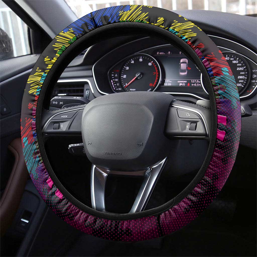 Sea Eagles Autism Awareness Steering Wheel Cover Puzzle Flames Rugby Ball