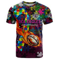 Sea Eagles Autism Awareness T Shirt Puzzle Flames Rugby Ball
