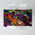 Sea Eagles Autism Awareness Tablecloth Puzzle Flames Rugby Ball