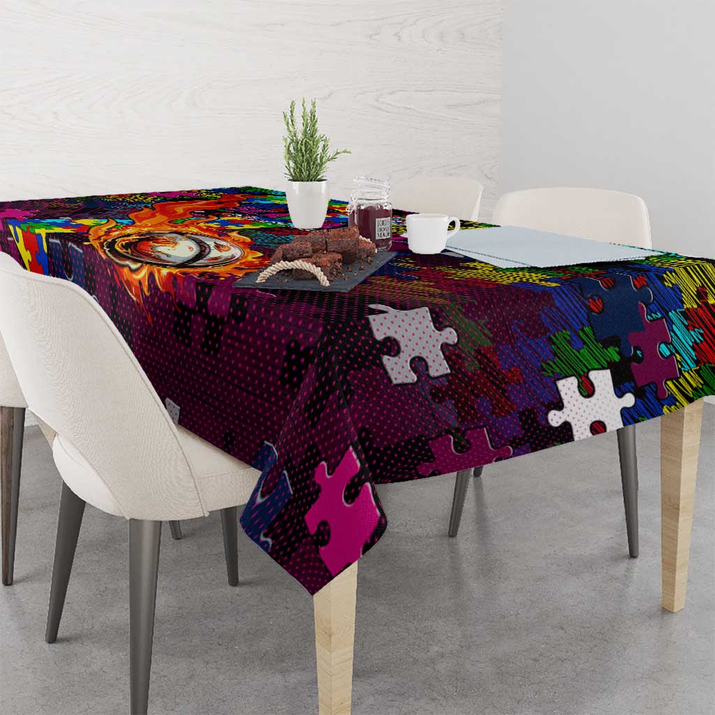 Sea Eagles Autism Awareness Tablecloth Puzzle Flames Rugby Ball