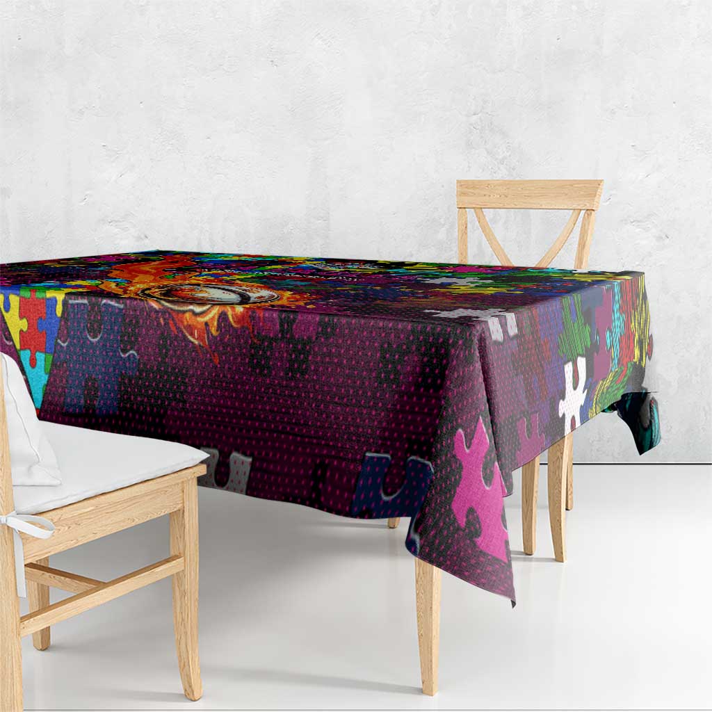 Sea Eagles Autism Awareness Tablecloth Puzzle Flames Rugby Ball