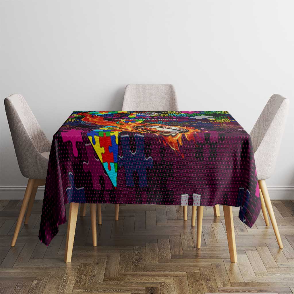 Sea Eagles Autism Awareness Tablecloth Puzzle Flames Rugby Ball
