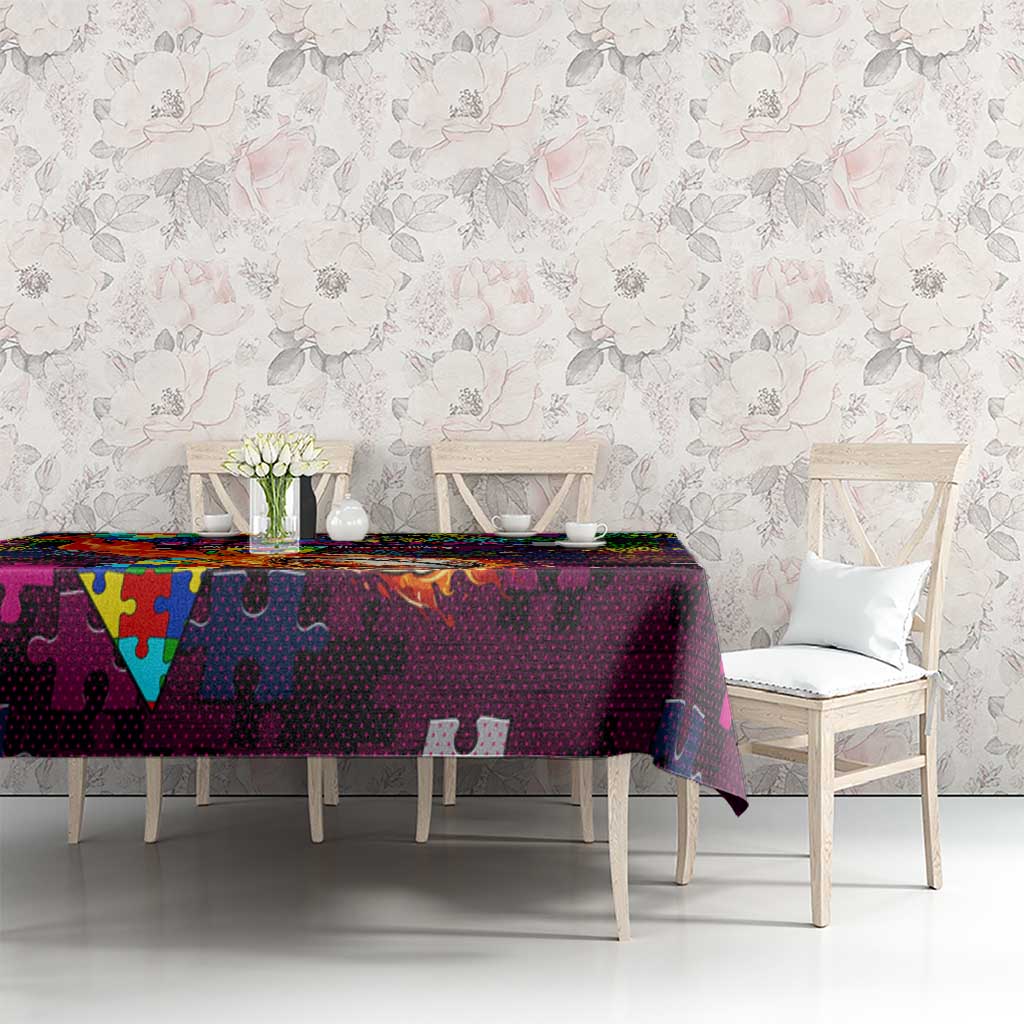 Sea Eagles Autism Awareness Tablecloth Puzzle Flames Rugby Ball