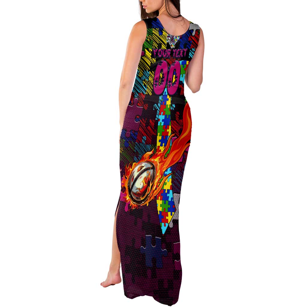 Sea Eagles Autism Awareness Tank Maxi Dress Puzzle Flames Rugby Ball