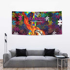 Sea Eagles Autism Awareness Tapestry Puzzle Flames Rugby Ball