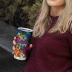 Sea Eagles Autism Awareness Tumbler Cup Puzzle Flames Rugby Ball