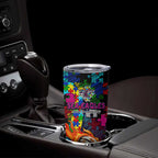Sea Eagles Autism Awareness Tumbler Cup Puzzle Flames Rugby Ball