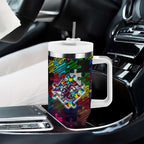 Sea Eagles Autism Awareness Tumbler With Handle Puzzle Flames Rugby Ball