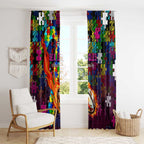 Sea Eagles Autism Awareness Window Curtain Puzzle Flames Rugby Ball