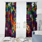 Sea Eagles Autism Awareness Window Curtain Puzzle Flames Rugby Ball