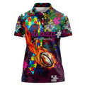Sea Eagles Autism Awareness Women Polo Shirt Puzzle Flames Rugby Ball