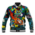Titans Autism Awareness Baseball Jacket Puzzle Flames Rugby Ball