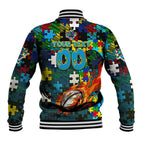 Titans Autism Awareness Baseball Jacket Puzzle Flames Rugby Ball