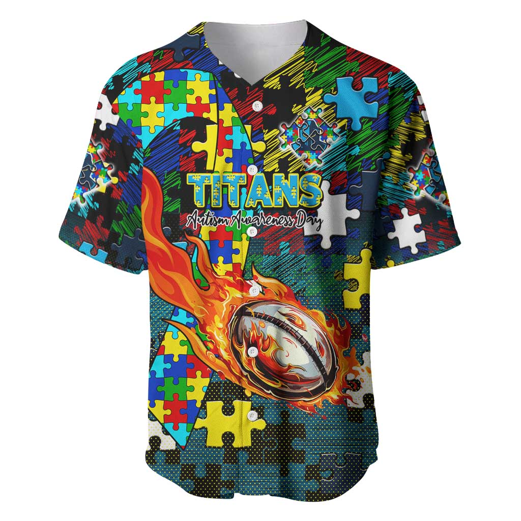 Titans Autism Awareness Baseball Jersey Puzzle Flames Rugby Ball