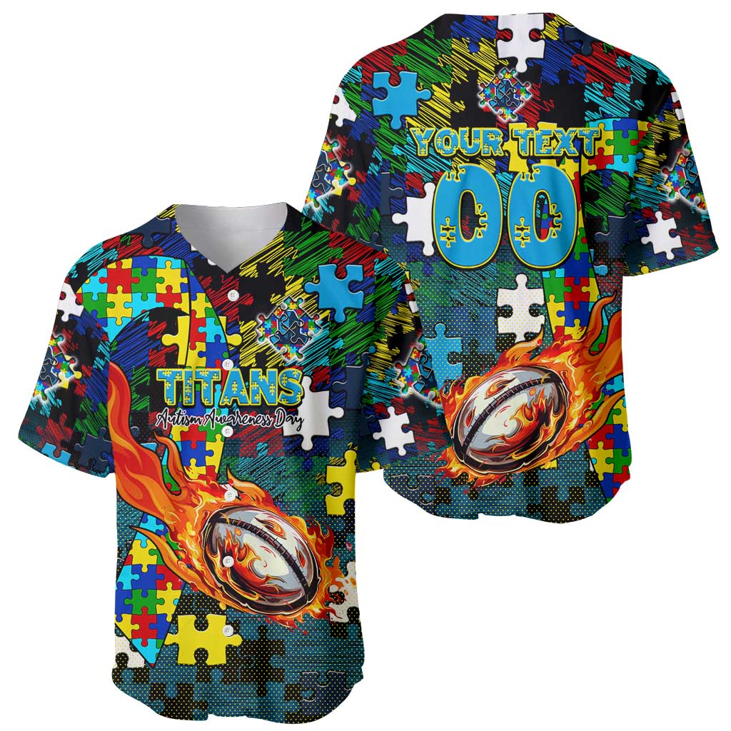 Titans Autism Awareness Baseball Jersey Puzzle Flames Rugby Ball