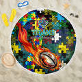 Titans Autism Awareness Beach Blanket Puzzle Flames Rugby Ball