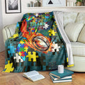 Titans Autism Awareness Blanket Puzzle Flames Rugby Ball