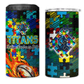 Titans Autism Awareness 4 in 1 Can Cooler Tumbler Puzzle Flames Rugby Ball