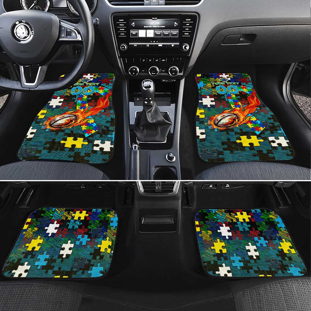 Titans Autism Awareness Car Mats Puzzle Flames Rugby Ball