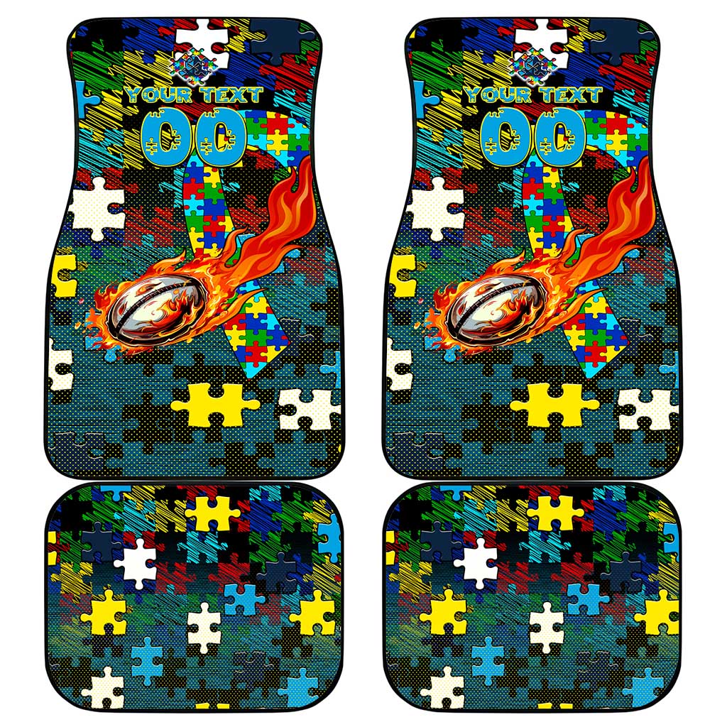 Titans Autism Awareness Car Mats Puzzle Flames Rugby Ball
