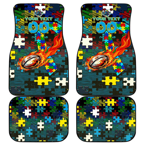 Titans Autism Awareness Car Mats Puzzle Flames Rugby Ball