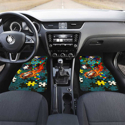 Titans Autism Awareness Car Mats Puzzle Flames Rugby Ball