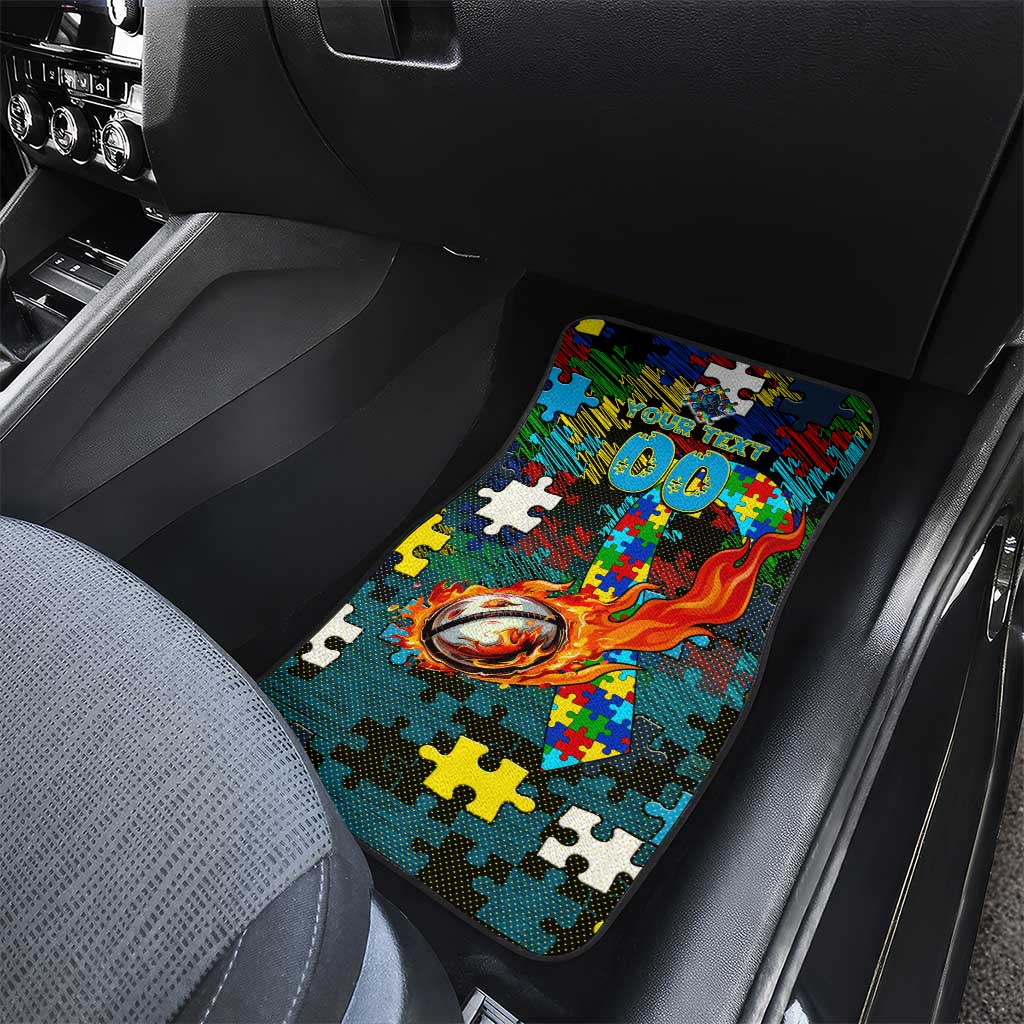 Titans Autism Awareness Car Mats Puzzle Flames Rugby Ball