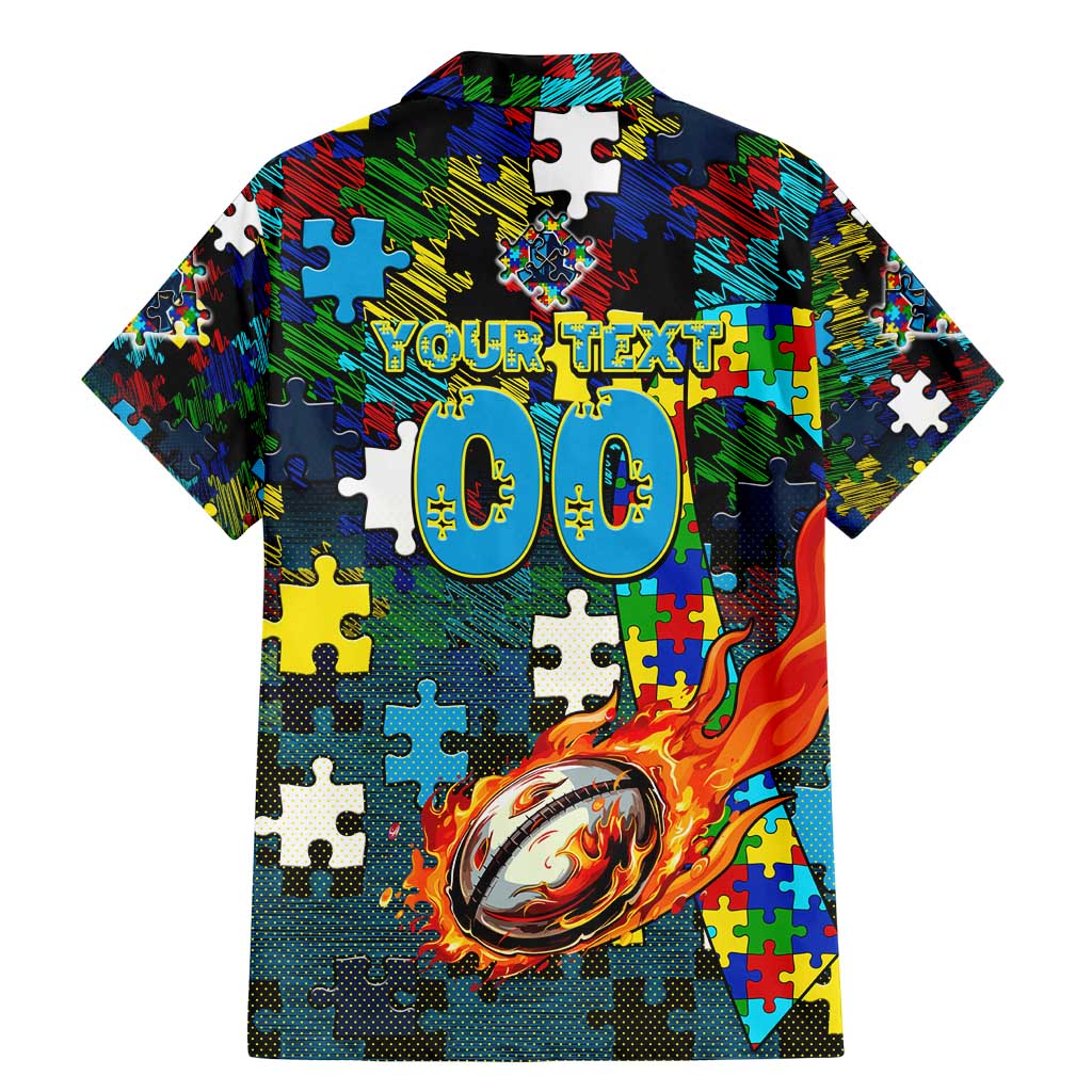 Titans Autism Awareness Family Matching Mermaid Dress and Hawaiian Shirt Puzzle Flames Rugby Ball