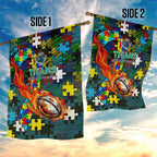 Titans Autism Awareness Garden Flag Puzzle Flames Rugby Ball