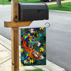 Titans Autism Awareness Garden Flag Puzzle Flames Rugby Ball