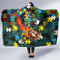 Titans Autism Awareness Hooded Blanket Puzzle Flames Rugby Ball