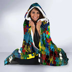 Titans Autism Awareness Hooded Blanket Puzzle Flames Rugby Ball