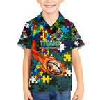Titans Autism Awareness Kid Hawaiian Shirt Puzzle Flames Rugby Ball