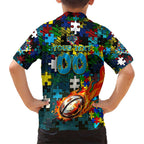 Titans Autism Awareness Kid Hawaiian Shirt Puzzle Flames Rugby Ball