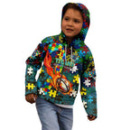 Titans Autism Awareness Kid Hoodie Puzzle Flames Rugby Ball