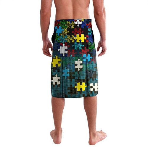 Titans Autism Awareness Lavalava Puzzle Flames Rugby Ball