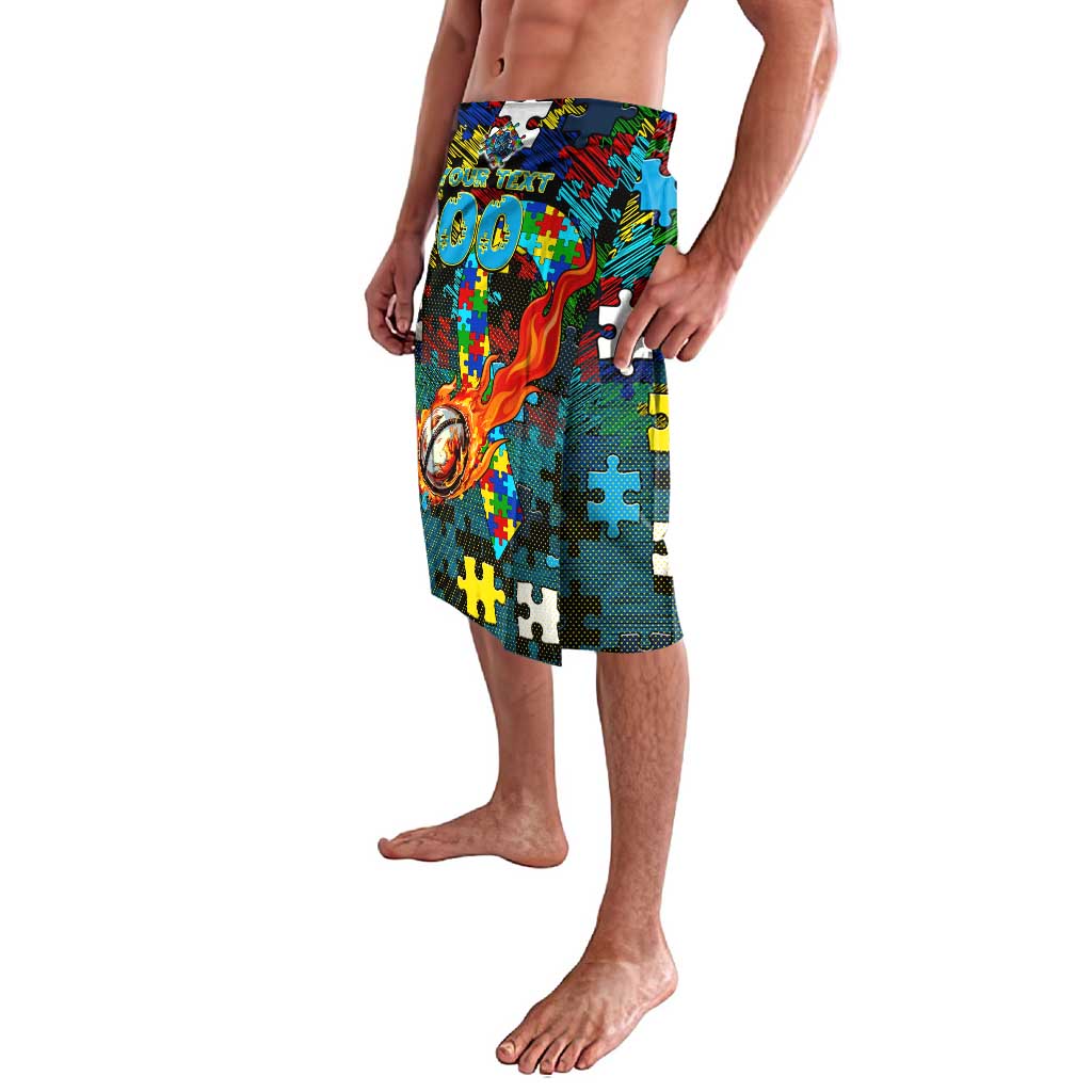 Titans Autism Awareness Lavalava Puzzle Flames Rugby Ball
