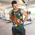 Titans Autism Awareness Men Tank Top Puzzle Flames Rugby Ball
