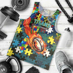 Titans Autism Awareness Men Tank Top Puzzle Flames Rugby Ball
