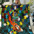 Titans Autism Awareness Quilt Puzzle Flames Rugby Ball