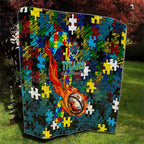Titans Autism Awareness Quilt Puzzle Flames Rugby Ball