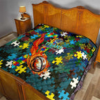 Titans Autism Awareness Quilt Puzzle Flames Rugby Ball