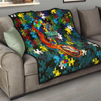 Titans Autism Awareness Quilt Puzzle Flames Rugby Ball