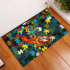 Titans Autism Awareness Rubber Doormat Puzzle Flames Rugby Ball