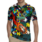 Titans Autism Awareness Rugby Jersey Puzzle Flames Rugby Ball