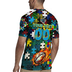 Titans Autism Awareness Rugby Jersey Puzzle Flames Rugby Ball