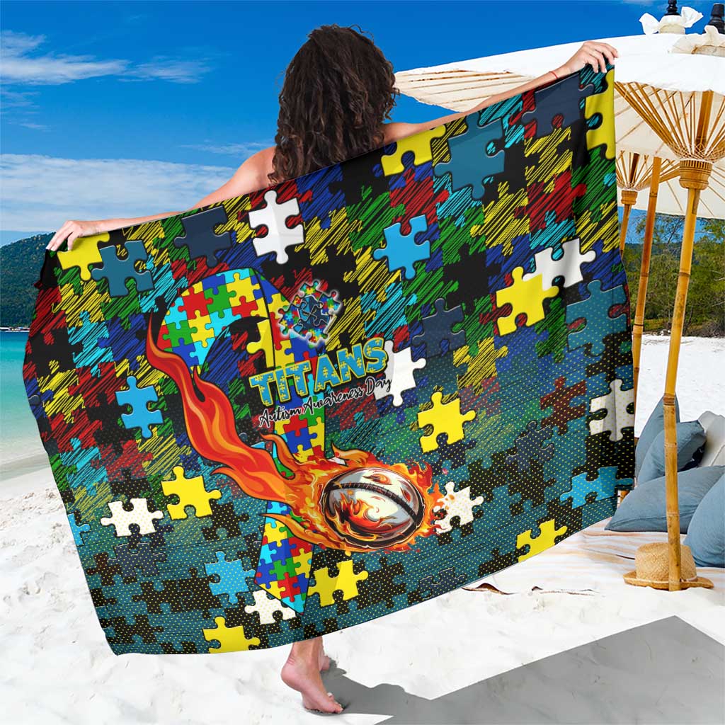Titans Autism Awareness Sarong Puzzle Flames Rugby Ball