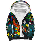 Titans Autism Awareness Sherpa Hoodie Puzzle Flames Rugby Ball
