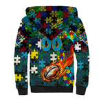Titans Autism Awareness Sherpa Hoodie Puzzle Flames Rugby Ball